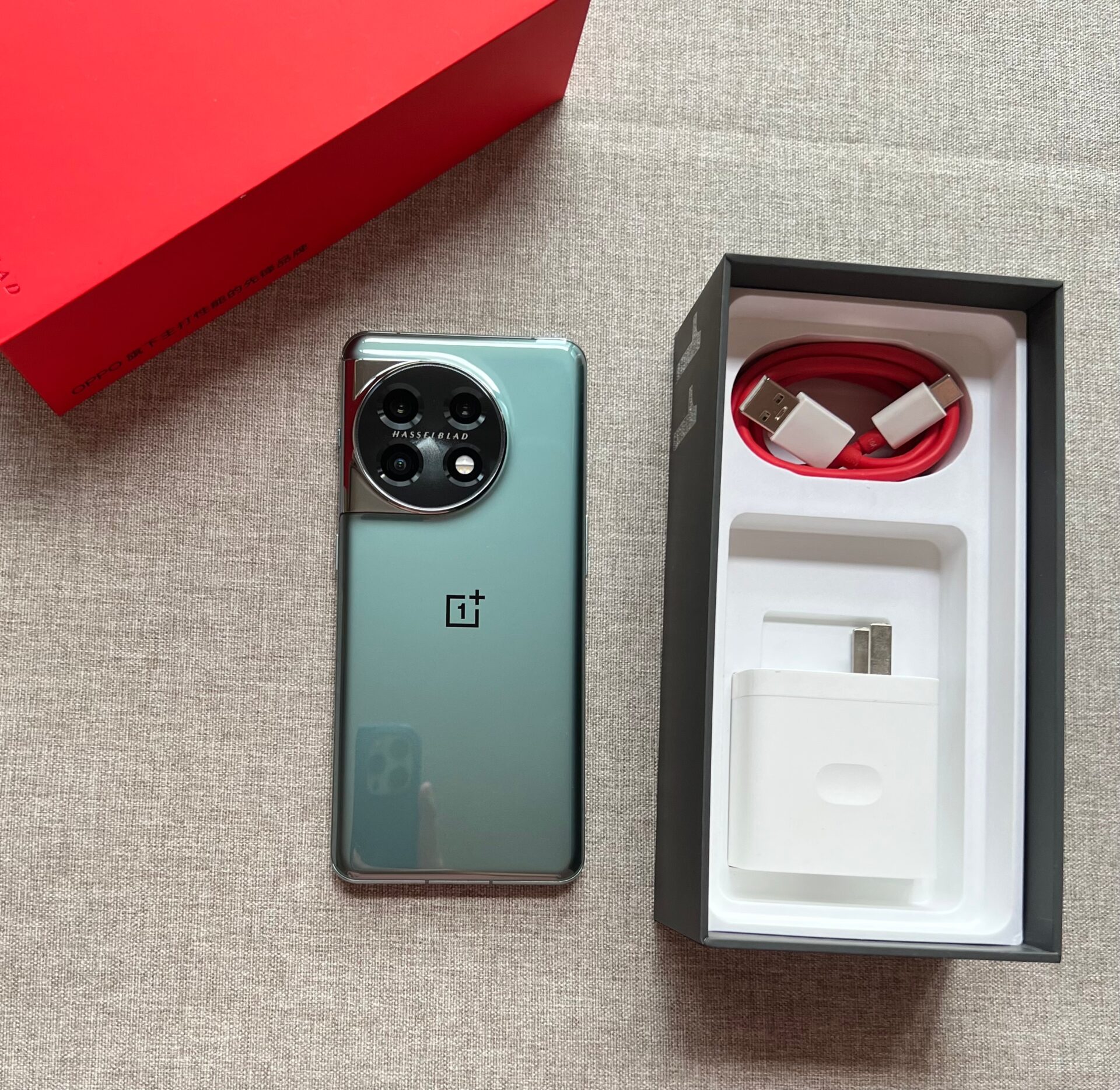 OnePlus 11 box with charging adapter